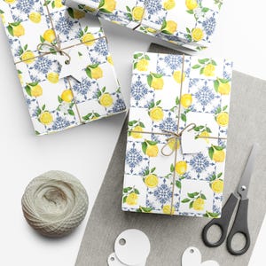 Amalfi Coast Wrapping Paper: Lemons & Blue Tile Mediterranean Gift Wrap