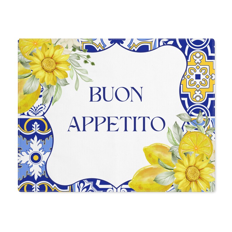Classic Mediterranean Style Placemats, Amalfi Sicilian Lemon Tile