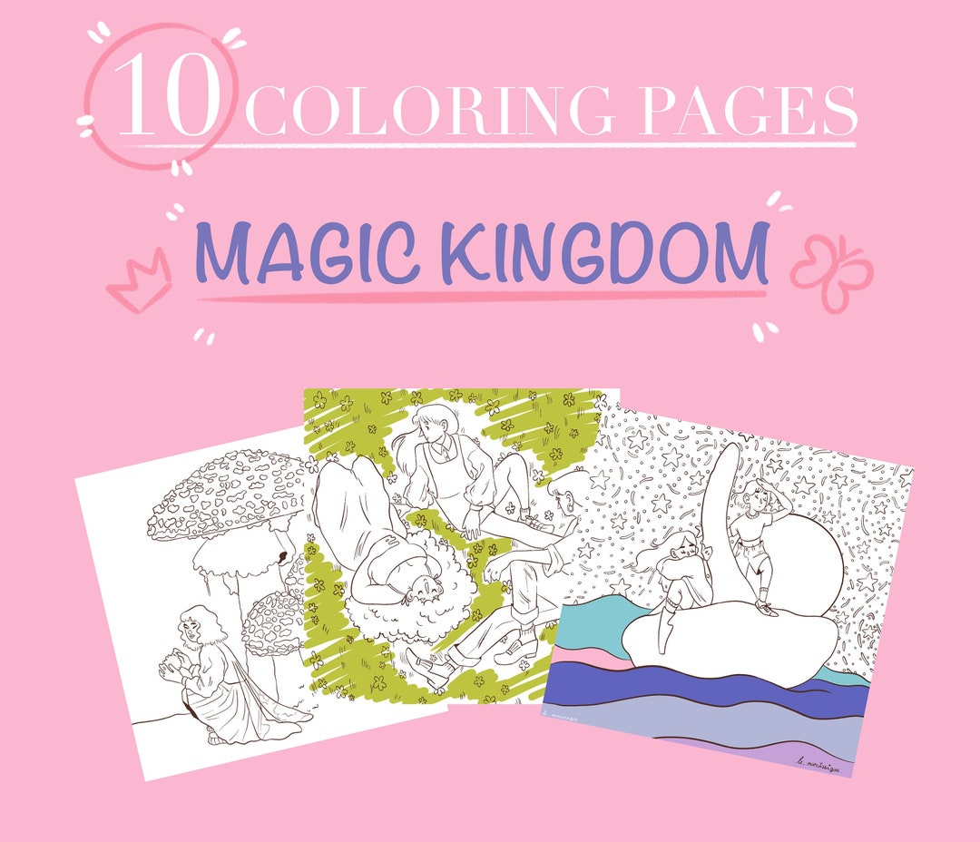 Magic Kingdom Coloring Page Printable Adult Kids Cute Magic Fairy Colouring Pages 10 Instant