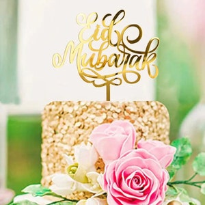 Gold Eid Mubarak Acrylic Cake Toppers l Cake Topper for Eid l Eid Mubarak