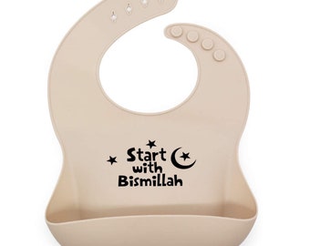 Start with Bismillah Bib | Bismillah Bib | Salaam World | Baby Shower Gift | Welcome Muslim Baby | Islamic Gift