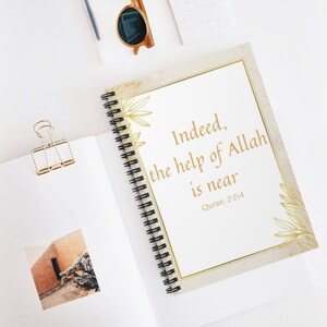 Islamic Journal Diary | Prayer Journal | Muslim Notebook| Quranic Verse Journal |Indeed the Help of Allah is Near | Muslim Gift Idea