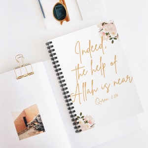 Islamic Journal Diary | Prayer Journal | Muslim Notebook| Quranic Verse Journal |Indeed the Help of Allah is Near | Muslim Gift Idea
