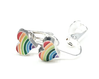 Clip Earrings Children - Clip Earrings - Heart - Rainbow - Studs - MNQ bijoux