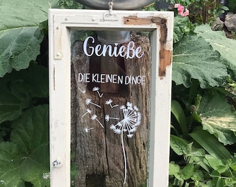 "Enjoy the little things" sticker | Decorative window | Window saying | Old window | Garden decoration