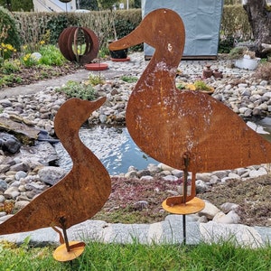 Ente Deko-Figur gold Gartenteich Gans Gartenfigur Tierfigur Vogel