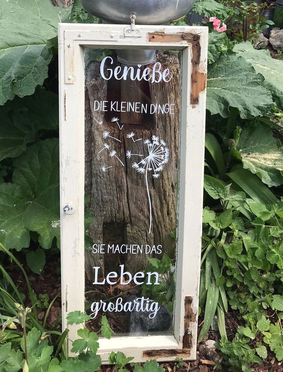 Aufkleber " Genieße die kleinen Dinge"  Deko-Fenster | Fensterspruch | altes Fenster | Gartendeko