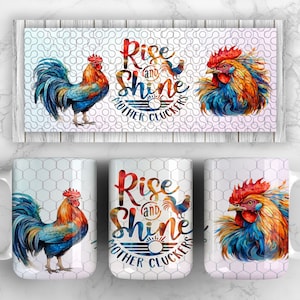 Mothercluckers Funny Chicken Mug Wrap, 11oz and 15oz Mug Wrap Sublimation PNG, Instant Digital Download, Sassy Mom Mug Design, Rooster PNG