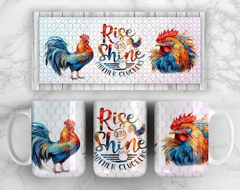 Mothercluckers Funny Chicken Mug Wrap, 11oz en 15oz Mug Wrap Sublimation PNG, Instant Digital Download, Sassy Mom Mug Design, Rooster PNG