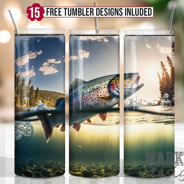 Rainbow Trout 20 oz Skinny Tumbler Sublimation Design Digital Download PNG Instant DIGITAL ONLY, Trout Fishing Tumbler, Fisherman png