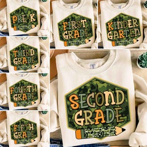 Retro Back to School Boys Old Camo PNG Bundle, Kindergarten Design, First Day PNG, Pre-K to Third Grade Png,School Boy Sublimation