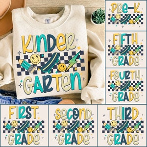 Back to School For Boys Bundle, Kindergarten, Pre K PNG, First Day Of School, School Png, Retro PNG, First/ Second/ Third Grade Design