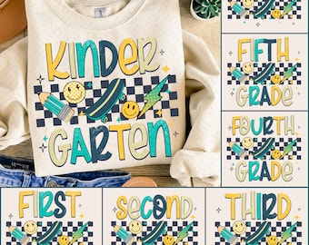 Pacchetto &quot;Ritorno a scuola per ragazzi&quot;, Asilo, Pre-K PNG, Primo giorno di scuola, Scuola PNG, PNG retrò, Design per prima/seconda/terza elementare