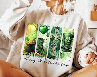 Retro St Patrick's Day PNG, Brushstroke St Pattys Day png, Shamrock PNG, Lucky Charm Png, Irish Png, Leprechaun Png, Clover png Sublimation