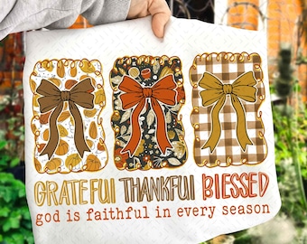 Coquette Thankful Grateful Blessed PNG, Thankful Coquette PNG, Fall PNG,Thanksgiving Png, Trendy Png, Fall Bow, Leopard Faux Glitter