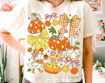 Fall Goose Png, Floral Fall Coquette Png, Preppy Pumpkin Bow Png, Pumpkin Goose Sublimation, Falll Vibes Png, Girly Autumn Shirt Design