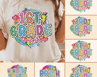 Retro Back to School Png Bundle, Pencil Rainbow Png, Retro Teacher png, Bright Dalmatian Dots, Dream Team, Pre-K 1st/2nd/3rd Grade