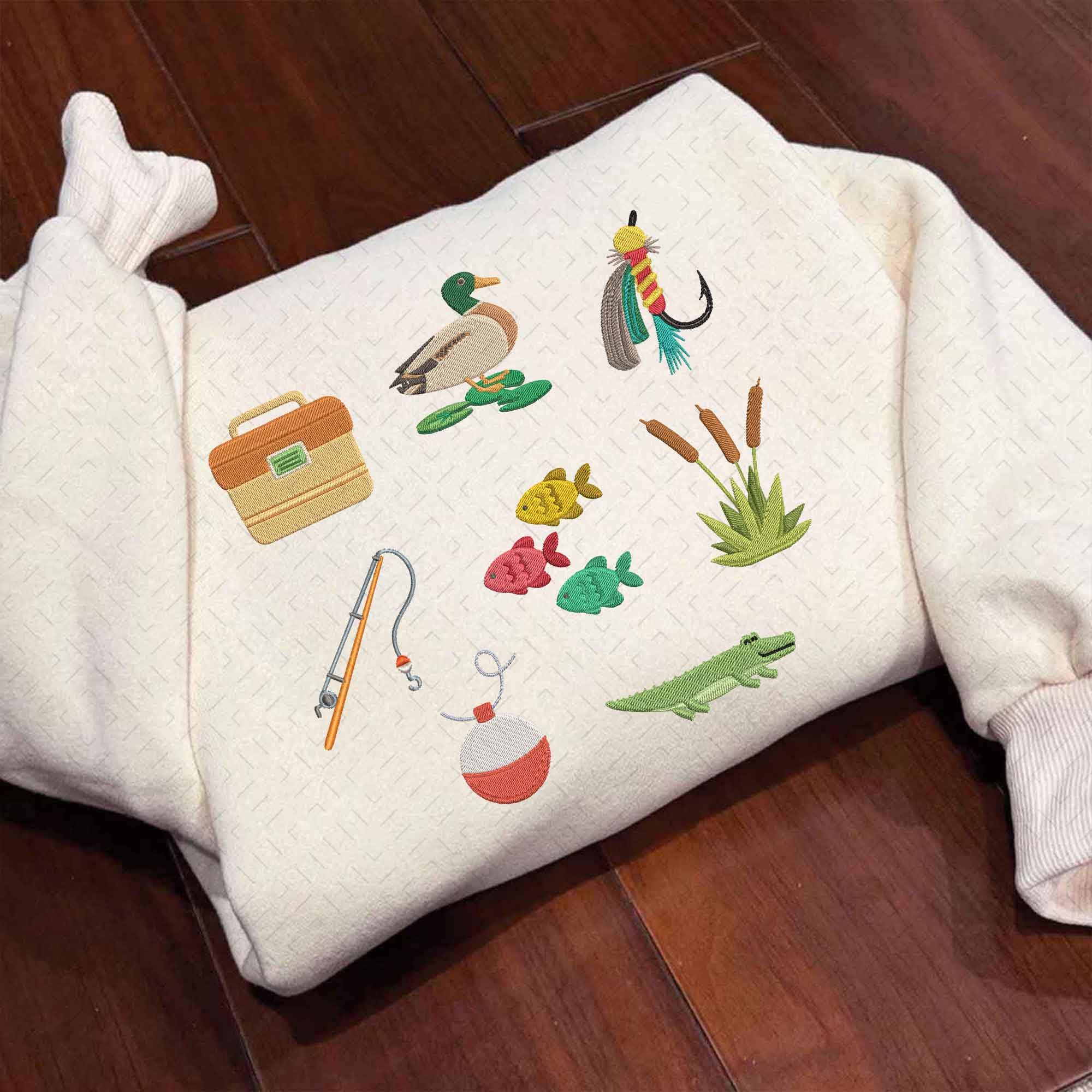 Mini Embiodery Set Boys Outdoor Mini Embroidery Set – 8 Fishing Designs, Southern Preppy ...