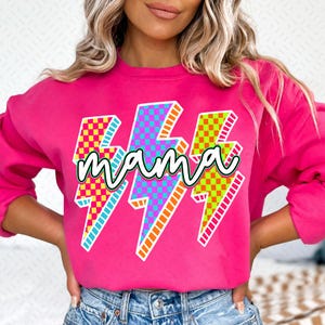 Blitz kariert Mama Png, Neon Blitz Mama Png, Retro Mama Png, Mama Shirt Png, Neon Mama Png, Rock Mama, Grunge
