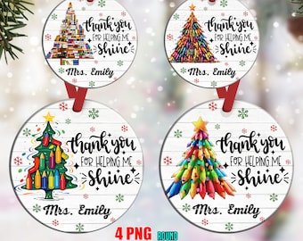 Custom Teacher Christmas Ornament PNG, Christmas Crayon Ornament PNG, Christmas Ornament Digital File, Ornament Png, Christmas Tree Decor