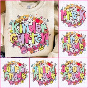 Retro Back to School Png Bundle, Pencil Rainbow Png, Retro Teacher png, Bright Dalmatian Dots, Dream Team, Pre-K 1st/2nd/3rd Grade