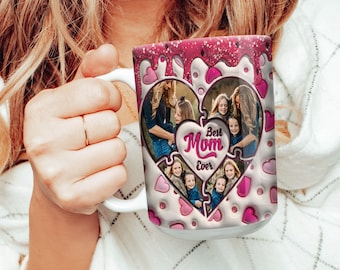 Mejor mamá personalizada 3D taza envoltura 11oz 15oz diseño de sublimación Descargar PNG inflado Día de la Madre Madre Esposa Foto personalizada Regalo de los niños
