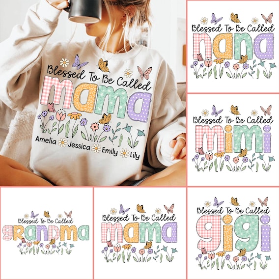 Personalize Blessed To Be Called Grandma Png Bundle, Mama Grandma Nana Mimi Mom Png, Mothers Day Png, Mama Varsity Png, Mother's Day Shirt