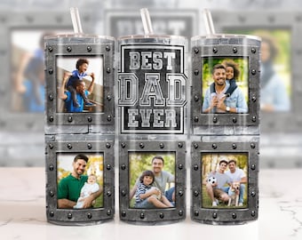 Best Dad Ever Tumbler Wrap, Add Your Own Photos, Dad Photo Tumbler Design, Father's Day Tumbler, 20oz Skinny Tumbler, PNG Digital Download