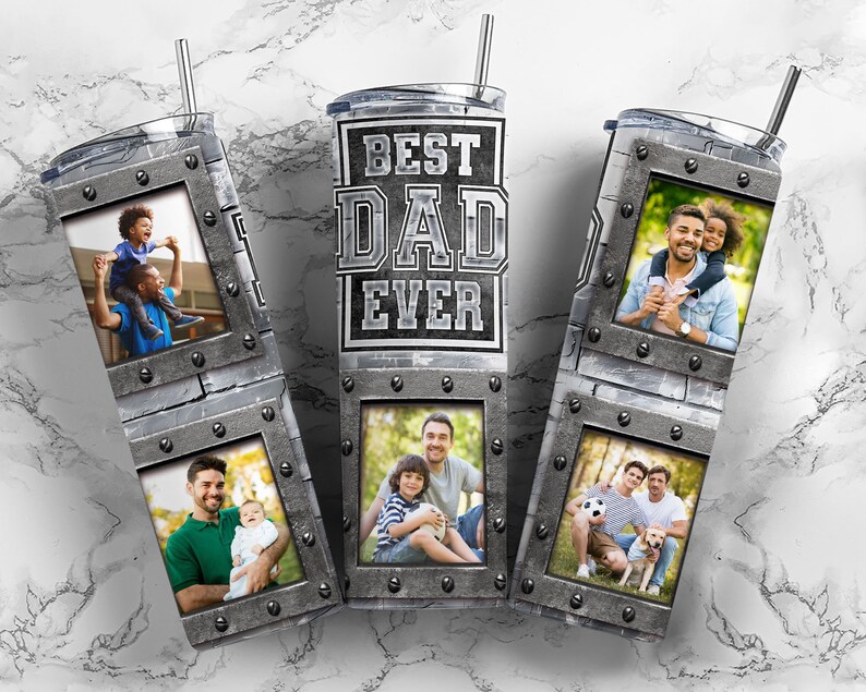 Best Dad Ever Tumbler Wrap, Add Your Own Photos, Dad Photo Tumbler ...