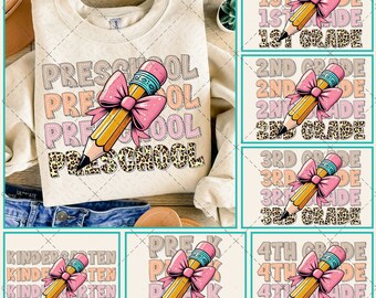 コケット ティーチャー PNG、ティーチャー ペンシル コケット ボウ PNG、1 年生/2 年生/3 年生の先生 PNG、先生への贈り物、新学期、先生への感謝の贈り物