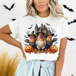 Halloween PNG, Spooky Chickens Png, Autumn Png Sublimation Design, Fall Png, Pumpkin Png, Witch Png, Haunted House Chickens png files