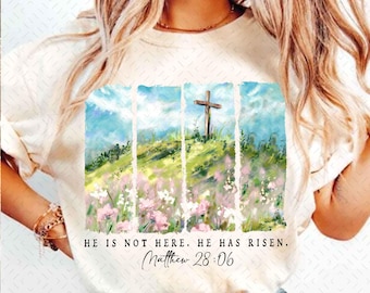 He is Risen PNG Wildflower Png Spring Easter Sublimation Designs Brushstroke PNG Aesthetic Boho DTF Transfers Easter Christian Jesus
