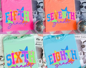 Pacchetto Neon Distressed per la quinta/sesta/settima elementare PNG, Pacchetto Preppy per il ritorno a scuola PNG, Insegnante di scuola colorato PNG, Primo giorno di scuola PNG