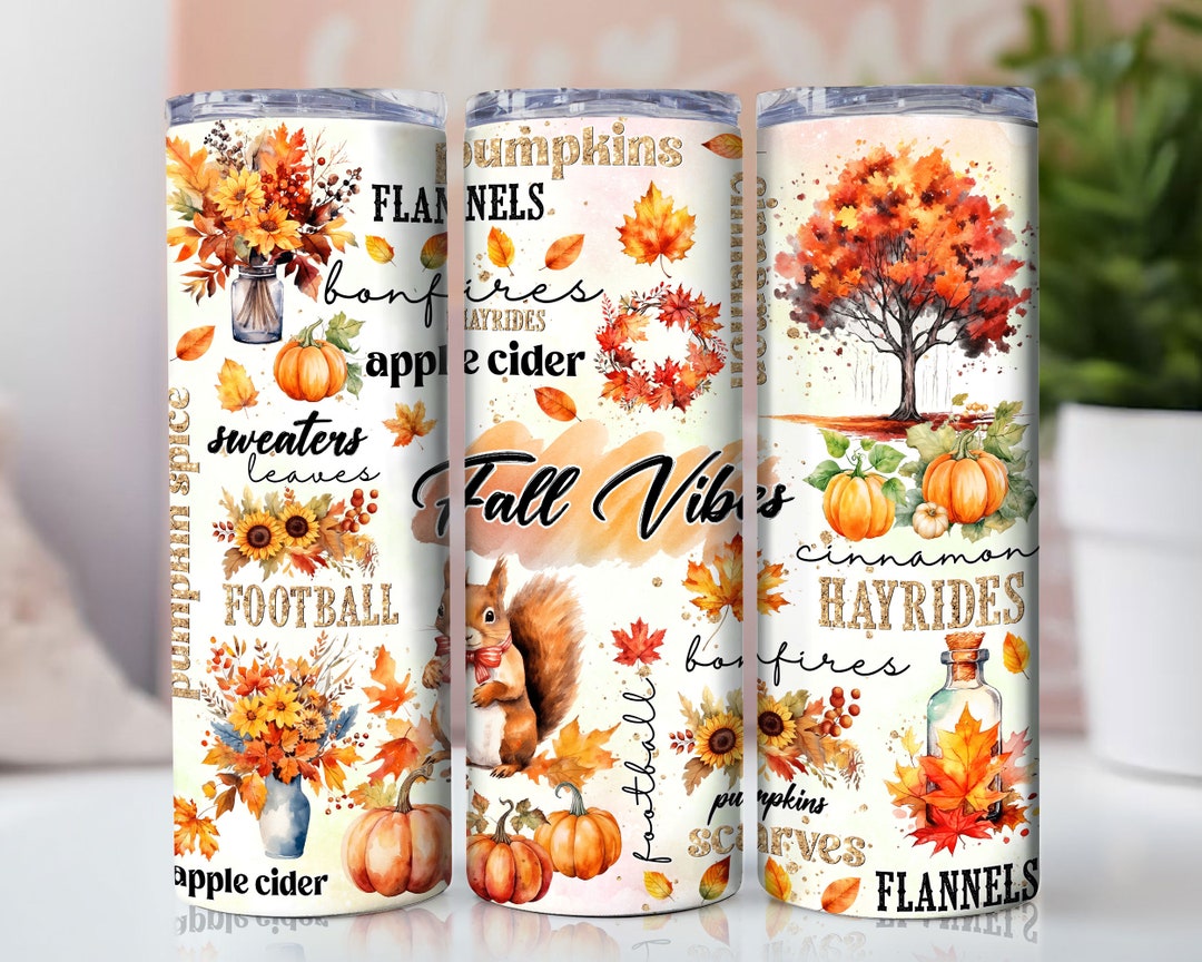 Autumn Pumpkin 20 Oz Skinny Tumbler Sublimation Design Digital Download ...