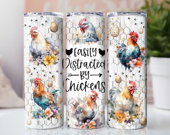 Funny Chicken 20oz Skinny Tumbler Wrap, Sublimation Design, Digital Download PNG, Farm Life Tumbler Wrap PNG, Chicken Lover PNG