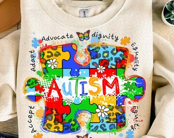 Autism Advocate Dignity Equality PNG, Autism Awareness Sublimation, Autism PNG, Autism Awareness PNG, Autism Awareness Month Png Sublimation