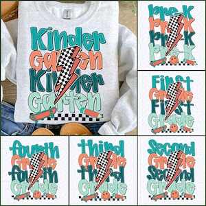 Back to School For Boys Bundle, Kindergarten, Pre K PNG, First Day Of School, School Png, Retro PNG, First/ Second/ Third Grade Design