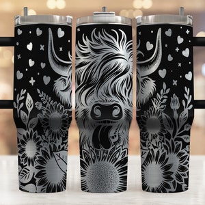 Highland Cow Tumbler Laser Svg, 40oz Tumbler Full Wrap Laser Svg, Laser Engraved Svg, Tumbler Laser File, Laser Svg For Tumbler