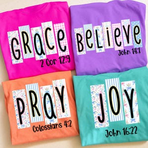 Preppy Retro Daisy Floral Bible Bundle Png, Grace Joy Pray Believe Design, Checkered Jesus Png, Jesus Christian Sublimation, Bible Verse