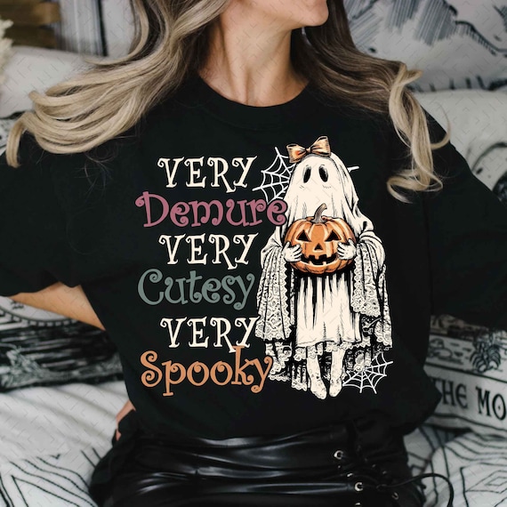 Very Demure Very Cutesy Very Spooky PNG SVG, Ghost Lady Png, Halloween Svg, Cute Ghost, Halloween Meme Png, Pink Pumpkin, Halloween Ghost