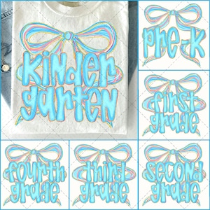 Preppy Back to School PNG Bundle, Teacher Coquette First Day of School Shirt Design, Girly Blue Bow Sublimation, Pre-k 1st/2nd/3rd/4th Grade