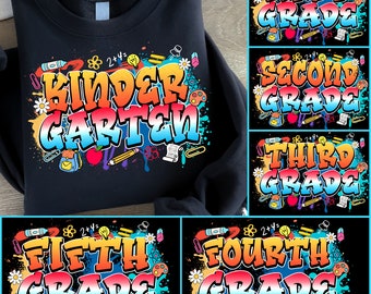 Pacchetto Retro Back to School, Asilo, Primo giorno di scuola, Scuola PNG, PNG retrò, Design per prima/seconda/terza elementare, Pacchetto Scuola PNG