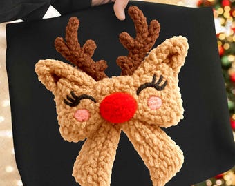 Renrosett png, kokett julrosett, fuskgarn png, garn med spärrkrok, Rudolph horn png, sublimering för högtider, digital nedladdning