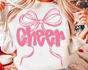Cheer Png, Pink Cheer Season Shirt Sublimation, Preppy Cheerleader Coquette Bow Design, Cheer Competition Team Spirit Png, Cheer Mama Png