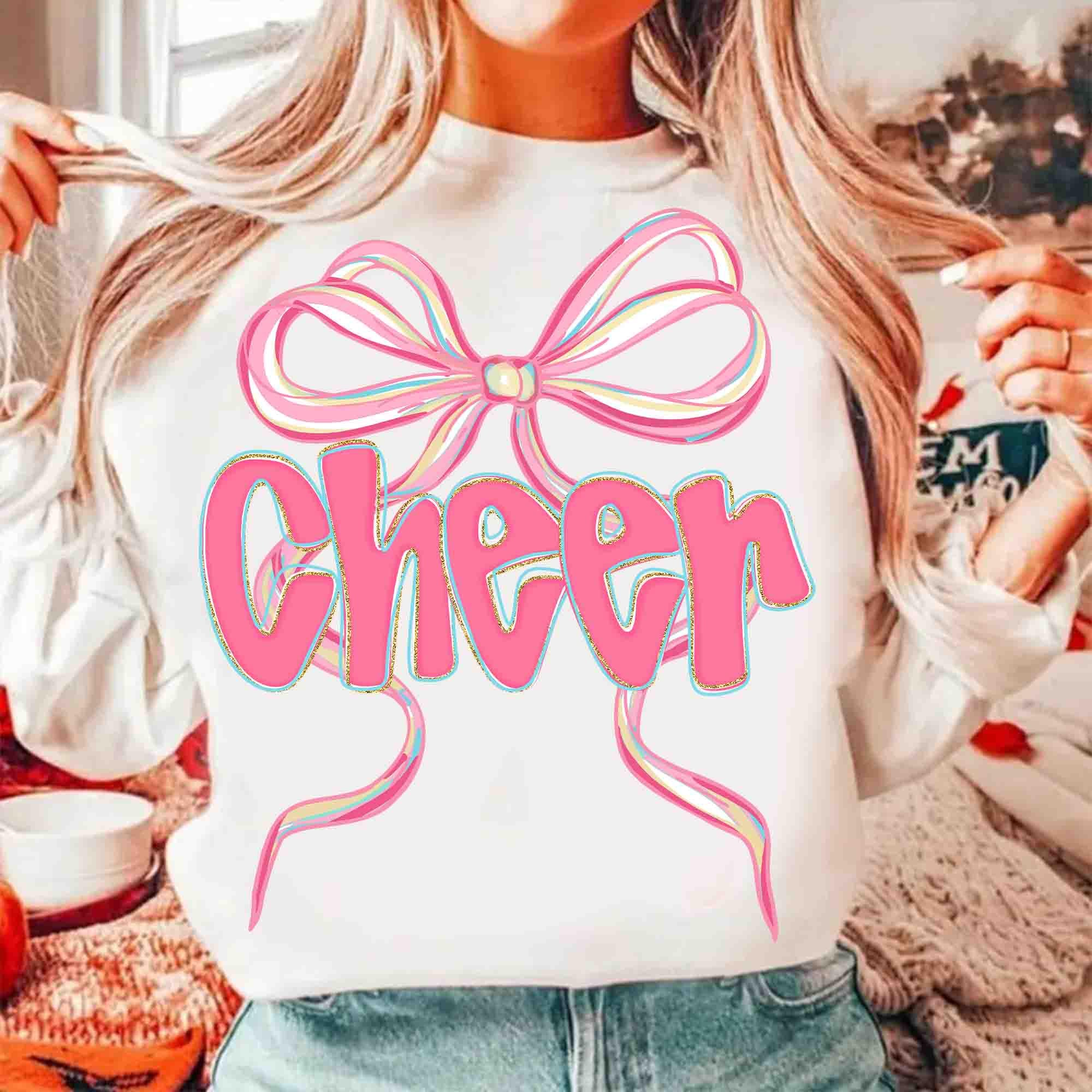 Cheer Png, Pink Cheer Season Shirt Sublimation, Preppy Cheerleader Coquette Bow Design, Cheer Competition Team Spirit Png, Cheer Mama Png