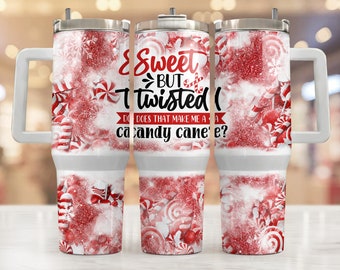 Weihnachten 40 Unzen Tumbler Wrap Png, Frohe Weihnachten 2 Stück 40 Unzen Tumbler Png, süße aber verdrehte Candy Cane Tumbler 40 Unzen Png, Sublimation