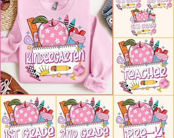 Retro Back to School Png Bundle, Team Grade Png, Retro Teacher png, Bright Dalmatian Dots, Dream Team, Kindergarten 1st/2nd/3rd Grade