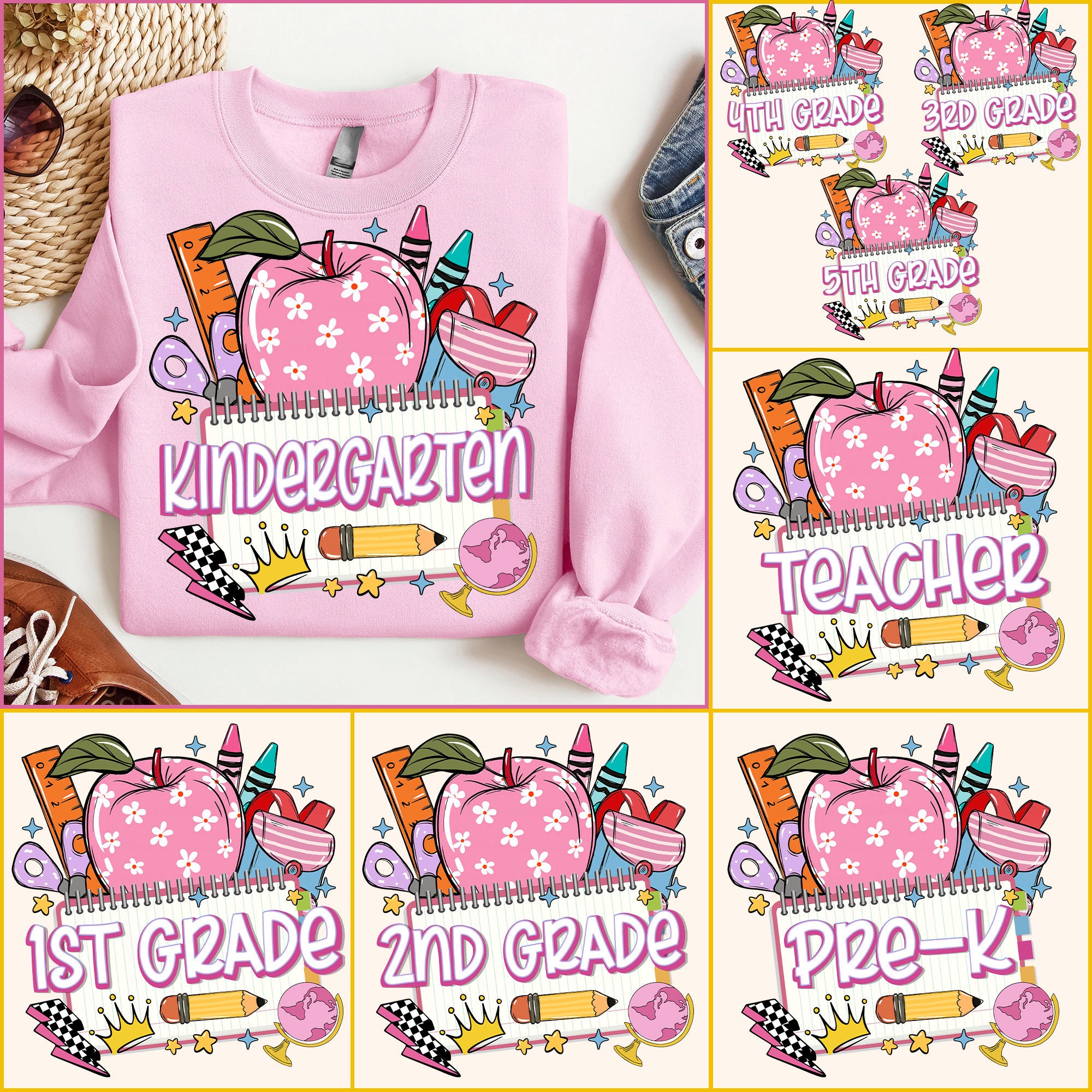 Pacchetto Png Retro Back to School, Png Team Grade, Png Retro Teacher, Puntini luminosi dalmata, Dream Team, Asilo 1a/2a/3a elementare