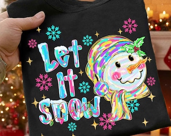 Let It Snow Png, Pupazzo di neve Png, Sublimazione del pupazzo di neve di Natale, Vacanze invernali Png, Maglietta di Natale per bambini Png, Download digitale festivo, Pupazzo di neve felice