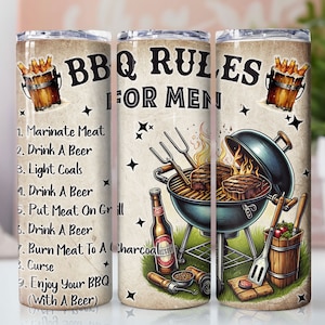 Funny BBQ Tumbler Wrap, Beer 20 Oz Skinny Sublimation Tumbler PNG, BBQ Rules Tumbler Design, Father&#39;s Day Tumbler png Digital File Download